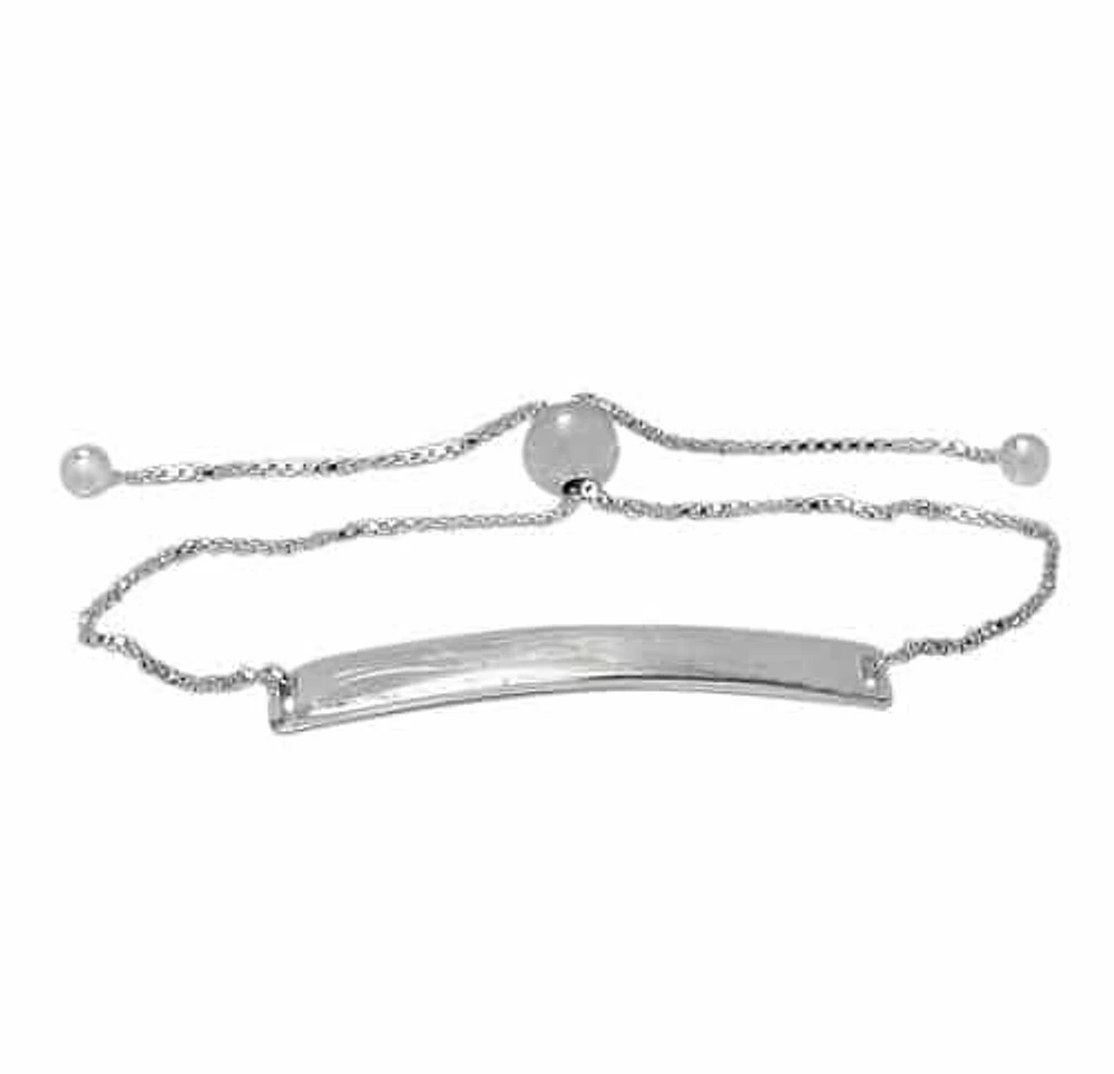 Sterling Silver Adjustable Id Bracelet, 1.2mm Box Link