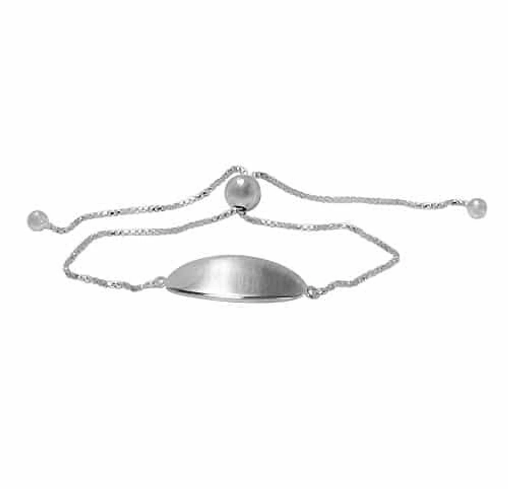 Sterling Silver Adjustable Id Bracelet, 1.2mm Box Link