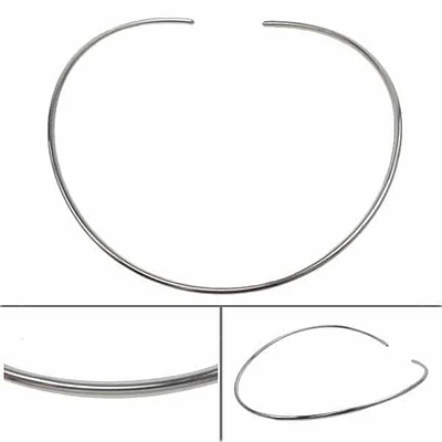 Sterling Silver, Smooth, Rounded Oval Shape Choker. Approx Size: 2.5mm Width