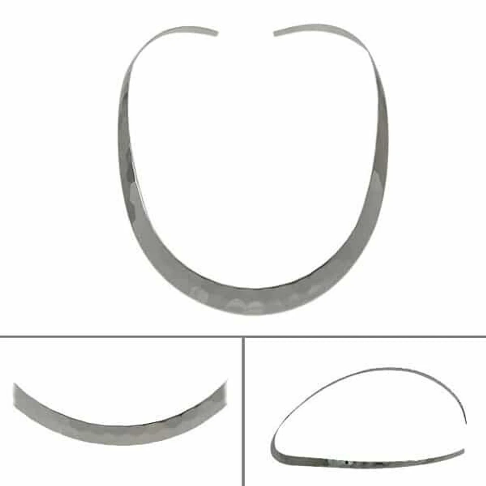 Sterling Silver, Flat Oval Shape Choker With Hammered Finish. Approx Size: 10mm Width (Widest)