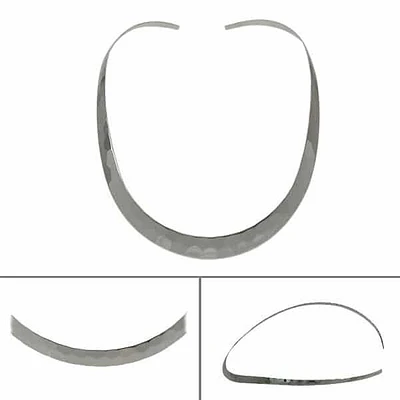 Sterling Silver, Flat Oval Shape Choker With Hammered Finish. Approx Size: 10mm Width (Widest)