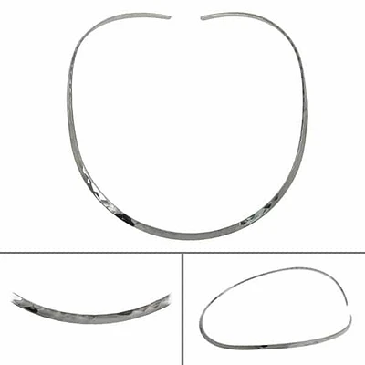 Sterling Silver, Round, Flat Oval Shape Choker With Hammered Finish. Approx Size: 4.5mm Width