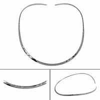 Sterling Silver, Round, Flat Oval Shape Choker With Hammered Finish. Approx Size: 4.5mm Width