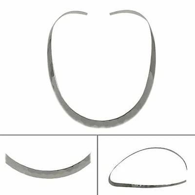 Sterling Silver, Flat Oval Shape Choker With Hammered Finish. Approx Size: 4mm Width