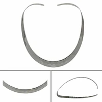 Sterling Silver, Flat, Narrow Oval Shape Choker With Hammered Finish. Approx Size: 8mm Width(Largest)