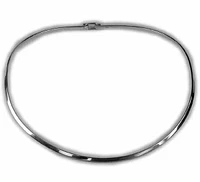 Sterling Silver Shiny, Smooth Oval Choker. 4mm Thickness All Around