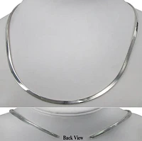 Sterling Silver, Smooth, Flat Oval Shape Choker. Approximate Size: 4mm Width X 1mm Thickness