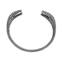 Sterling Silver, Double Snake Head Bangle, 12mm Width