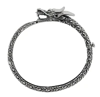 Sterling Silver, Dragon Bangle, 11mm Width