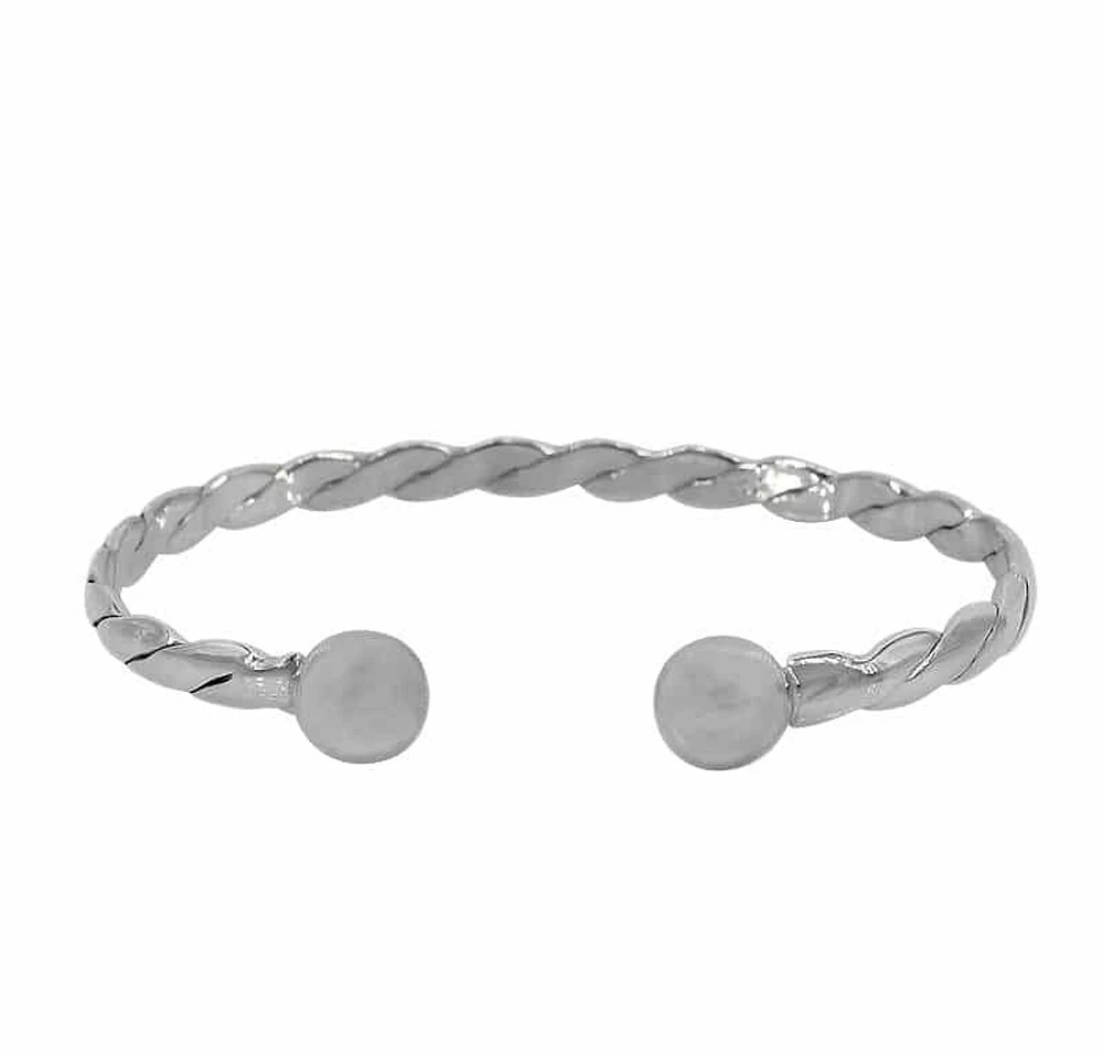 Sterling Silver Bangle With 8mm Ball And 5mm Width Band