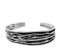 Sterling Silver, Ripple Bangle, 19Mm Width.