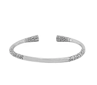 Sterling Silver Bangle With Design, 6mm Width