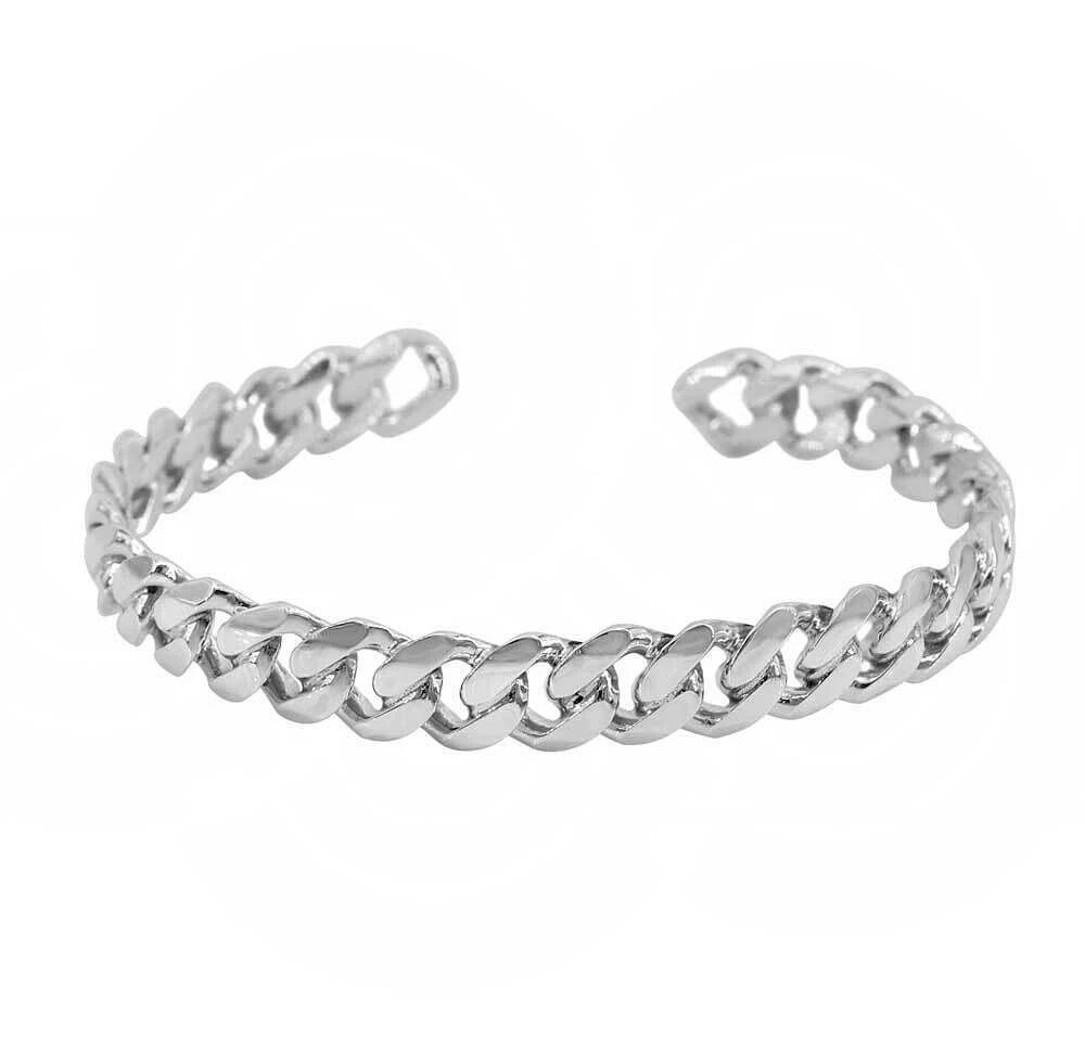 Sterling Silver, Curb Chain Bangle, 7mm Width