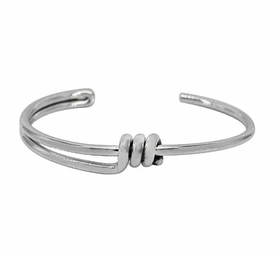 Sterling Silver, 10mm Triple Loops Bangle, 3mm Width