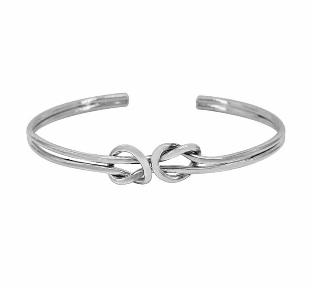 Sterling Silver, 21X9mm Double Knot Bangle, 3.5mm Width