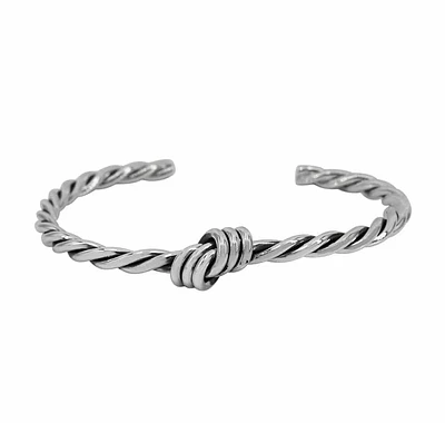 Sterling Silver, 11mm Twisted Knot Bangle, 4mm Width