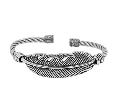 Sterling Silver, 43X15mm Feather Bangle