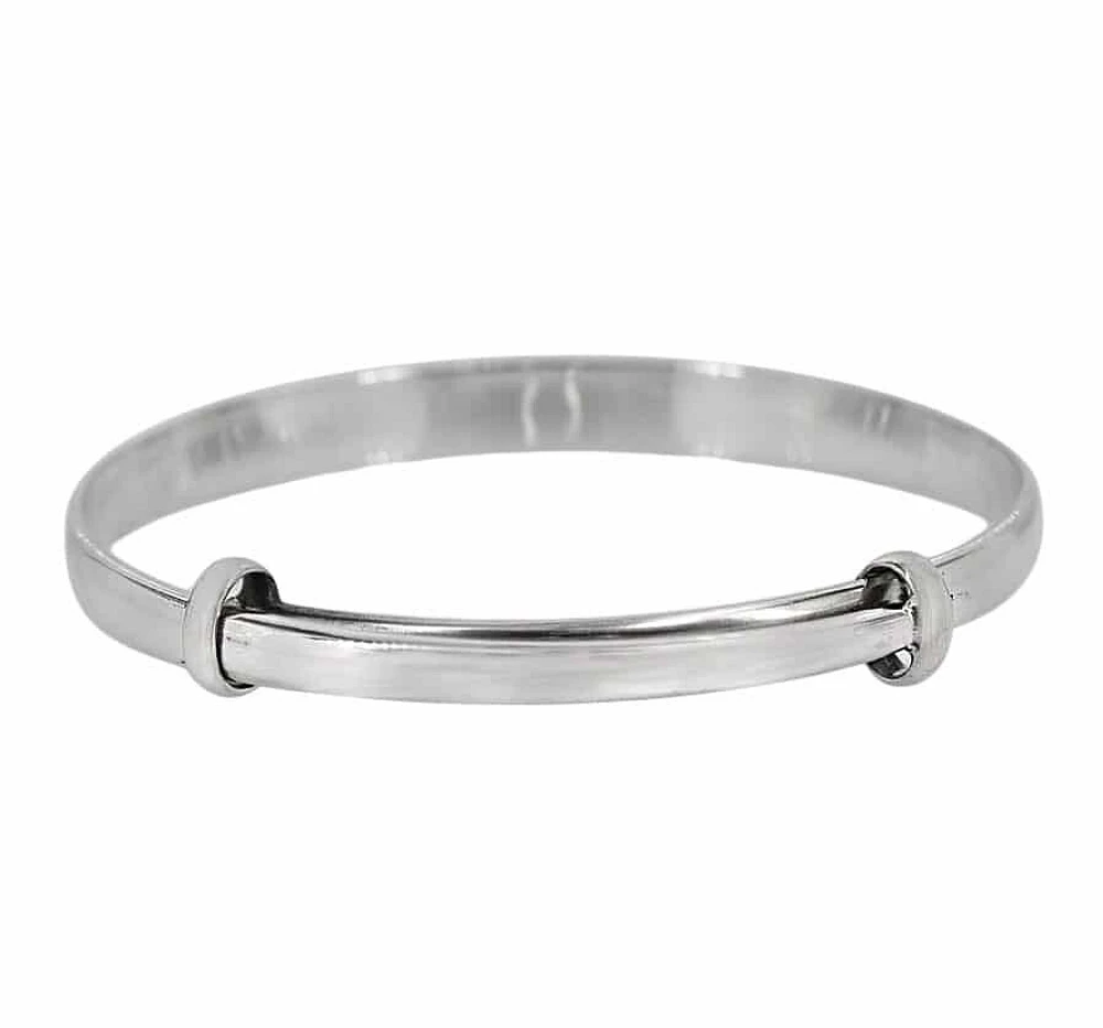 Sterling Silver, Adjustable Bangle, 66mm Diameter(Outer Dimension), 6mm Width