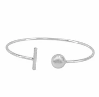 Sterling Silver Bangle With 10mm Ball, 16mm Width(Widest Point), 2mm Thickness Wire