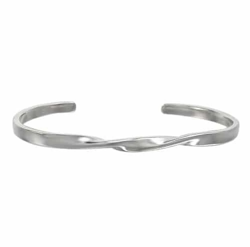 Sterling Silver, Fancy Twisted Style Bangle. Approx Size: 4mm Width