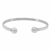 Sterling Silver Bangle With 8mm Ball Bead, 4mm Width X 2mm Thickness Flat Band