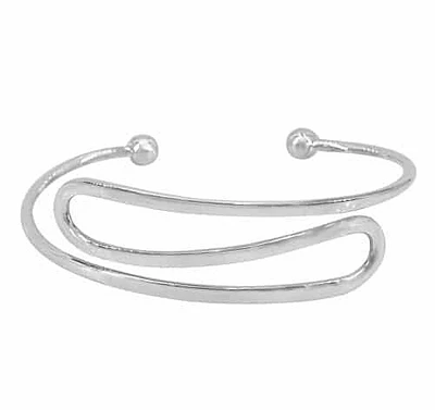 Sterling Silver Bangle With 6mm Ball Bead, 17mm Width(Widest Point)