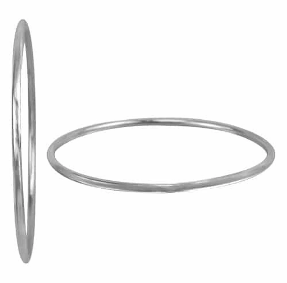 Sterling Silver, Plain Round Bangle. Approximate Size: 75mm Diameter X 2mm Thickness