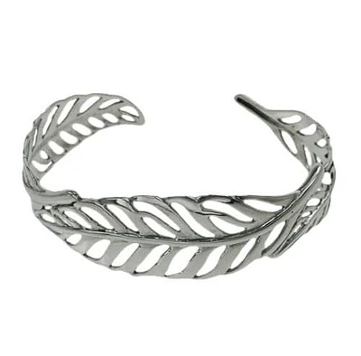 Sterling Silver, Fancy Style. Smooth Leaf Shape Bangle. Appros Size: 19mm Width