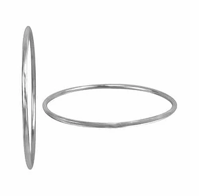 Sterling Silver, Plain Round Bangle. Approximate Size: 70mm Diameter X 2mm Thickness