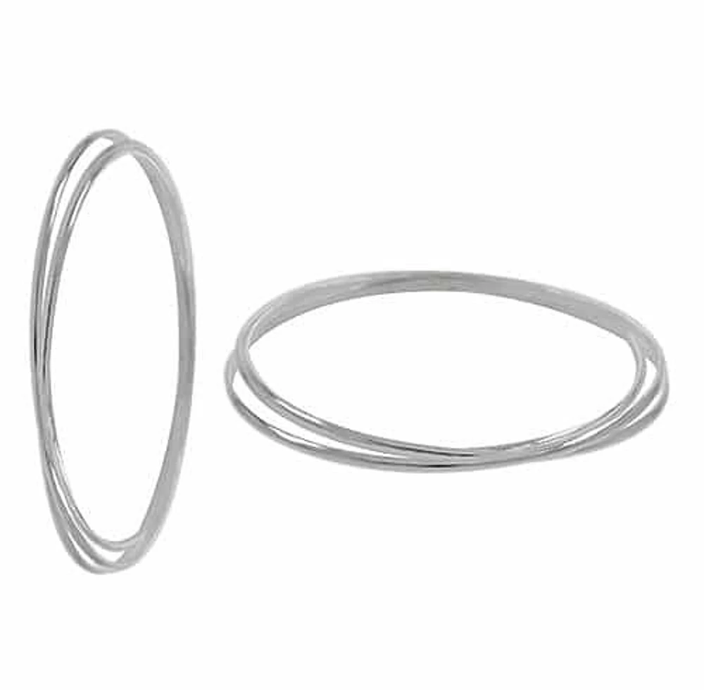 Sterling Silver, Smooth Multi Loop Bangle With 3 Soldered Loop Join Together. Approx Loop Size: 75mm Diameter X 2mm Thickness (Outer Dimensions)