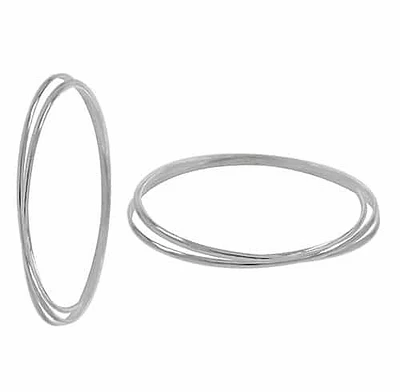 Sterling Silver, Smooth Multi Loop Bangle With 3 Soldered Loop Join Together. Approx Loop Size: 75mm Diameter X 2mm Thickness (Outer Dimensions)