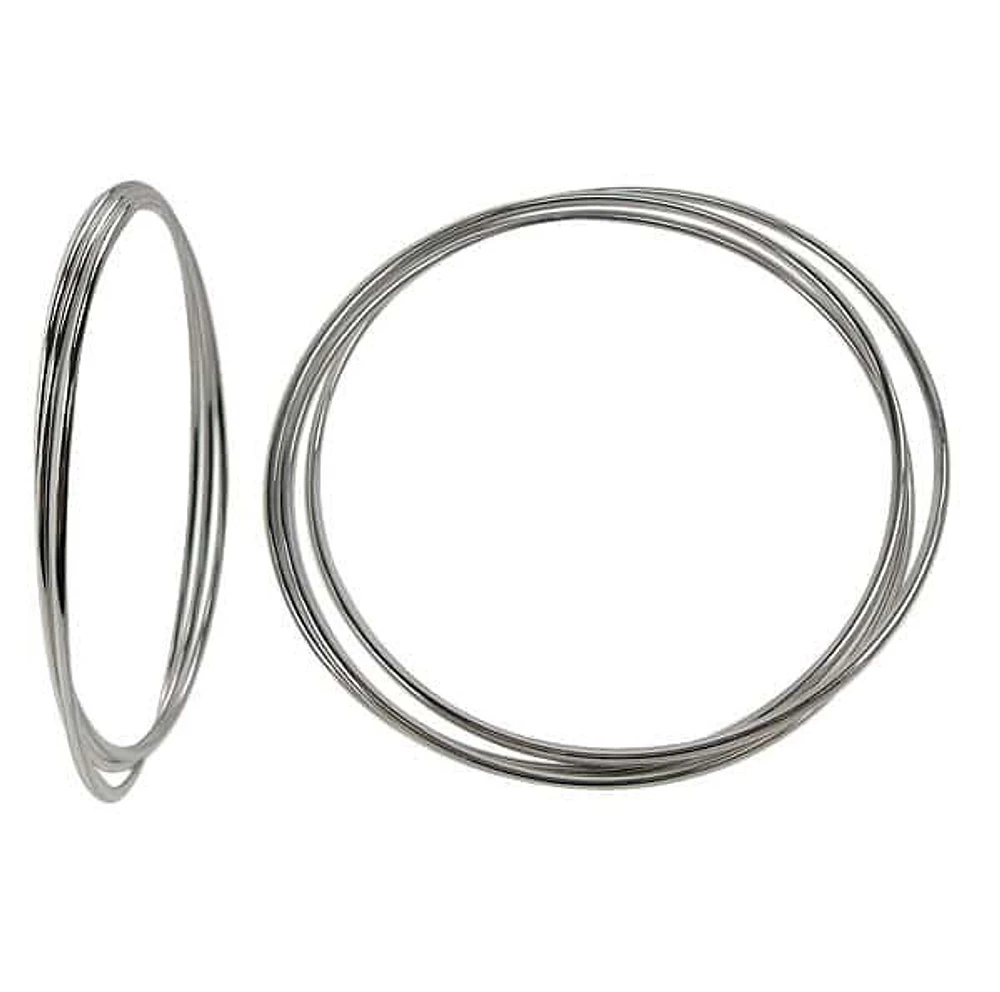 Sterling Silver, Smooth Multi Loop Bangle With 3 Soldered Half Round Loop Join Together. Approx Loop Size: 67mm Diameter X 2mm Width