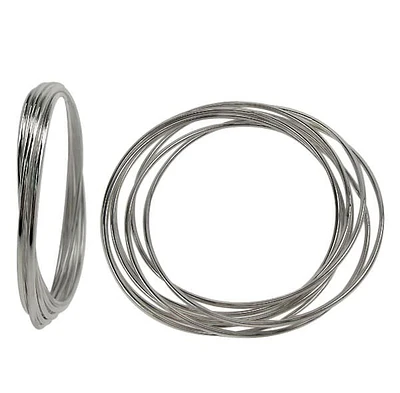 Sterling Silver, Half Round, Smooth Multi Loop Bangle With 7 Soldered Loop Join Together. Approx Loop Size: 70mm Diameter X 2mm Thickness