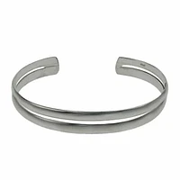 Sterling Silver, Fancy Style Bangle With Double Bar Design. Approx Size: 8mm Width