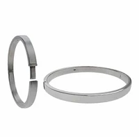 Sterling Silver, Smooth, Flat Rounded Oval Shape Bangle. Approx Size: 68mm D X 5mm W