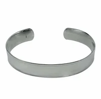 Sterling Silver, Flat, Plain Style Bangle With A Curved Shape. Approx Size: 12mm Width