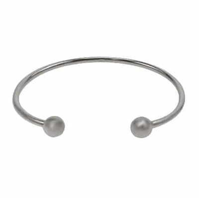 Sterling Silver, Soldered, Rounded Shape Bangle With 8mm Ball Bead. Approx Size: 3mm Width