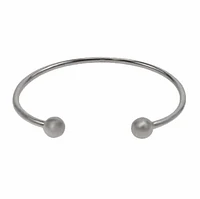 Sterling Silver, Soldered, Rounded Shape Bangle With 8mm Ball Bead. Approx Size: 3mm Width