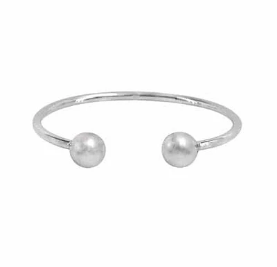 Sterling Silver Ball Bead Bangle, 6mm Diameter(Ball), 3mm(Bar)