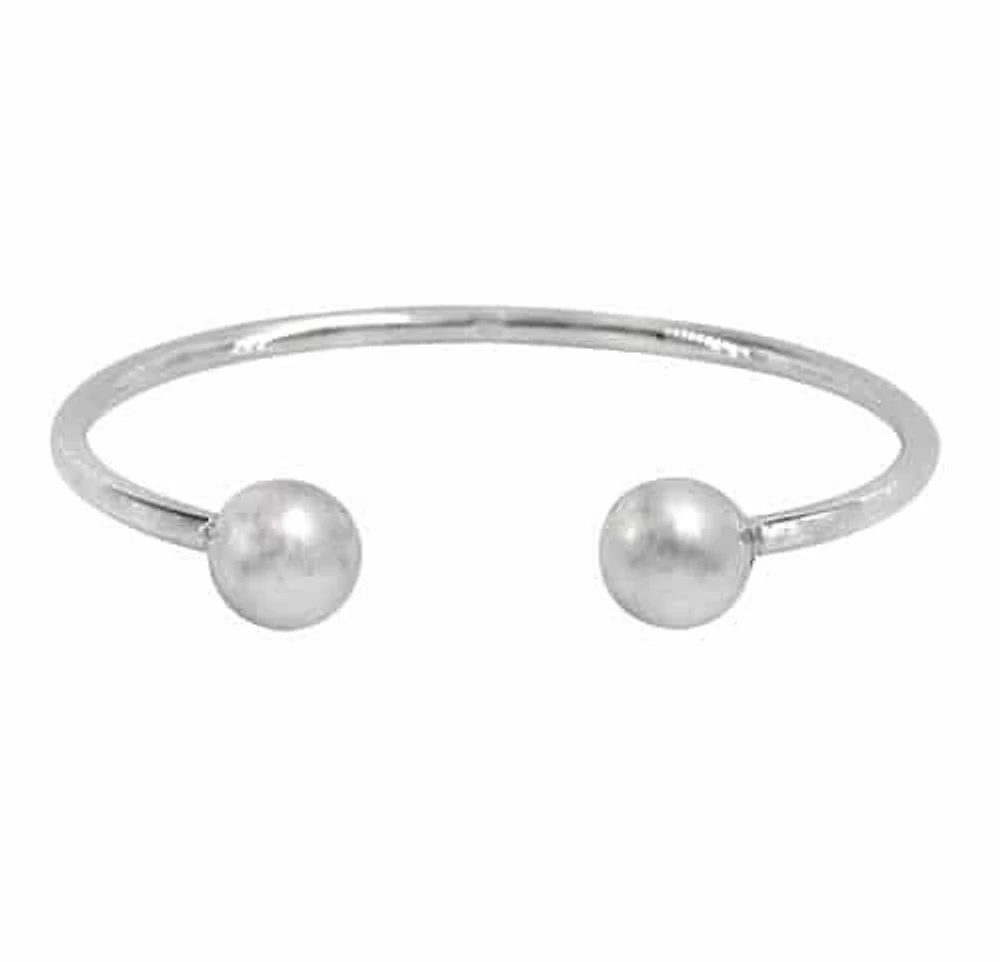 Sterling Silver Ball Bead Bangle, 10mm Diameter(Ball), 3mm(Bar)