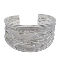 Sterling Silver, Ripple Bangle With Matte Finished, 33mm Width