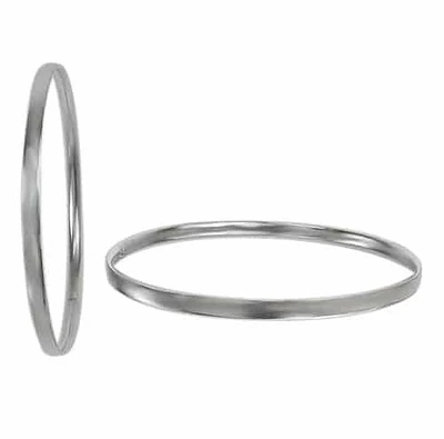 Sterling Silver, Smooth Flat Round Shape Bangle. Approx Size: 71mm D X 3mm W