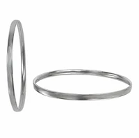 Sterling Silver, Smooth Flat Round Shape Bangle. Approx Size: 71mm D X 3mm W