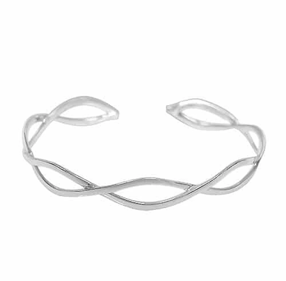 Sterling Silver, Smooth, Flat Unique Style Bangle. Approx Size: 9mm With X 1mm Thickness