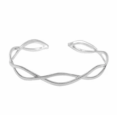 Sterling Silver, Smooth, Flat Unique Style Bangle. Approx Size: 9mm With X 1mm Thickness