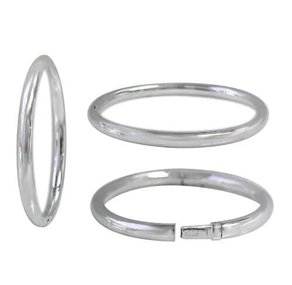 Sterling Silver, Oval Baby Bangle With Clip Closure. Approximate Size: 49mm L X 42mm W X 4mm T