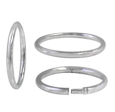 Sterling Silver, Oval Baby Bangle With Clip Closure. Approximate Size: 49mm L X 42mm W X 4mm T