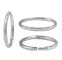 Sterling Silver, Oval Baby Bangle With Clip Closure. Approximate Size: 49mm L X 42mm W X 4mm T