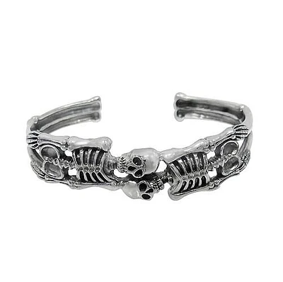 Sterling Silver, Smooth Double Skeleton Bangle. Approx Size: 16mm Width X 3-5mm Thickness