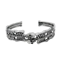 Sterling Silver, Smooth Double Skeleton Bangle. Approx Size: 16mm Width X 3-5mm Thickness